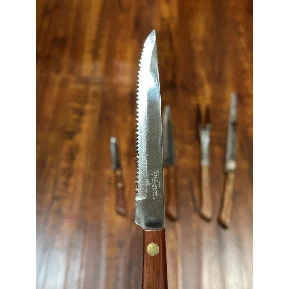 Crown Awards Hand Forged Japan Stainless Steel 5-Piece Carving Knife Fork Set